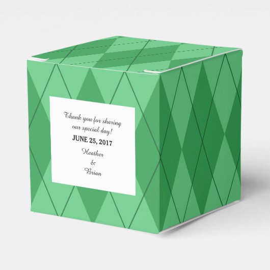 Green Argyle Wedding Favor Boxes Bedankdoosjes (Voorkant Zijde)