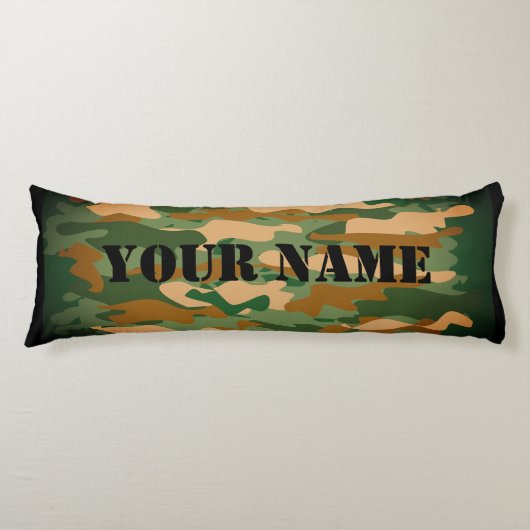 Green army camo camouflage print custom name lichaamskussen (Voorkant)
