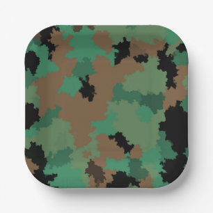 Green Army Oerwoud Camouflage Patroon Ontwerp Papieren Bordje