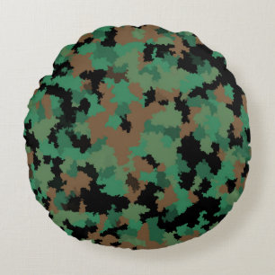 Green Army Oerwoud Camouflage Patroon Ontwerp Rond Kussen