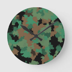Green Army Oerwoud Camouflage Patroon Ontwerp Ronde Klok