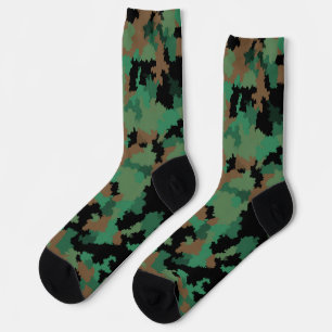 Green Army Oerwoud Camouflage Patroon Ontwerp Sokken