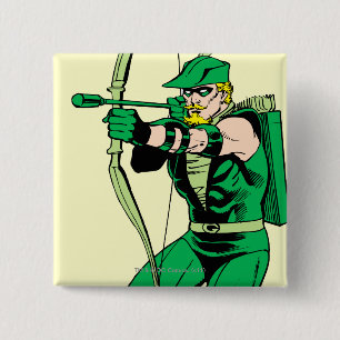 Green Arrow Shooting Arrow Vierkante Button 5,1 Cm