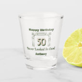 Green Art Deco 50th Birthday Shot Glas (Voorkant)