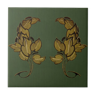 Green Art Nouveau laat Acceptabele Keramische Tege Tegeltje