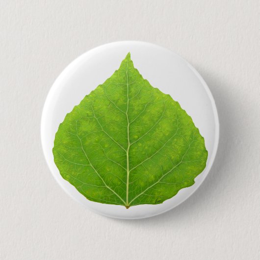 Green Aspen Leaf #11 Ronde Button 5,7 Cm (Voorkant)