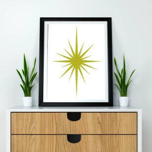 Green Atomic Starburst midden in de eeuw Modern De Poster