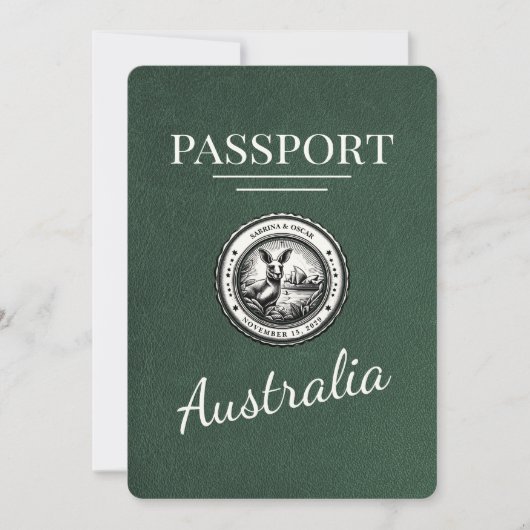Green Australia Passport Bewaar de datum Save The Date (Voorkant)
