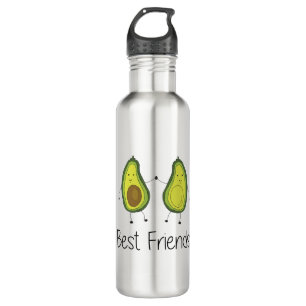 Green Avocado Cartoon Friendship Afbeelding Waterfles