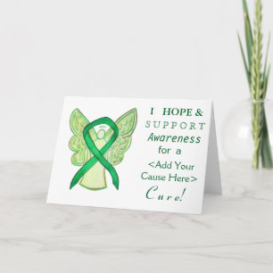 Green Awareness Ribbon Custom Want Angel-kaarten Kaart
