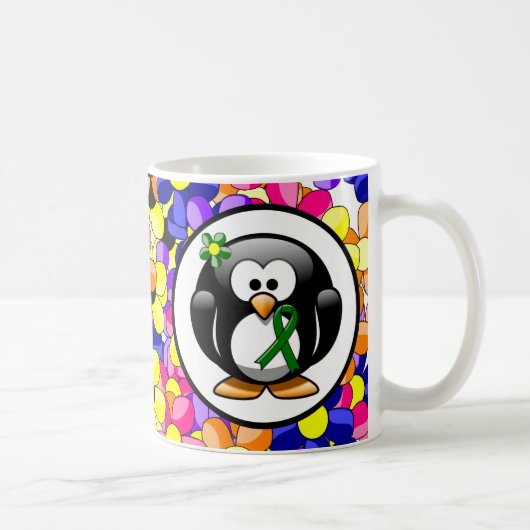 Green Awareness Ribbon Penguin Koffiemok (Rechts)
