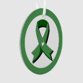 Green Awareness Ribbon White Heart Ornament (voorkant)