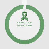Green Awareness Ribbon White Heart Ornament (achterkant)