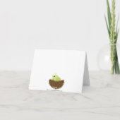 Green Baby Birds Nest Merci Note Card (Dos)