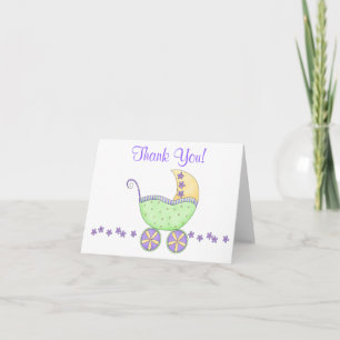 Green Baby Buggy Carriage Hartelijk dank Bedankkaart