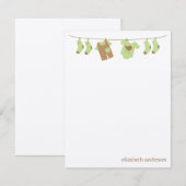 Green Baby Clothline Flat Dank u Notitiekaartje (Voorkant / Achterkant)