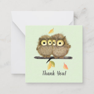 Green Baby Owls merci cartes de notes