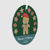 Green Baby Photo First Christmas Gingerbread Boy (devant)