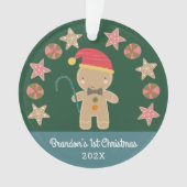 Green Baby Photo First Christmas Gingerbread Boy (devant)