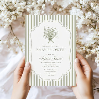 Green Baby shower Invitation Sjabloon Gender Boho Kaart