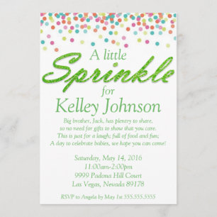 Green Baby Sprinkle Shower Invite Kaart