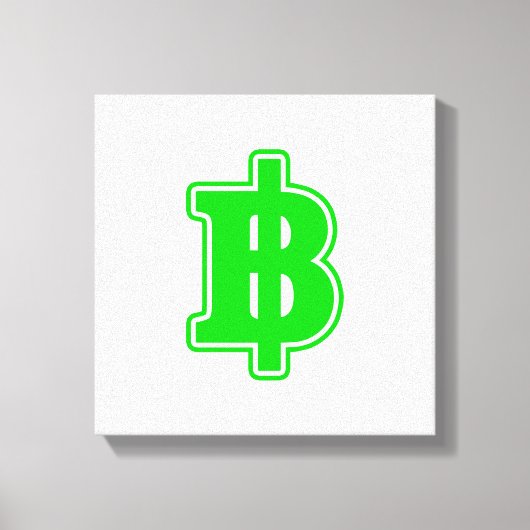 GREEN BAHT SIGN ฿ Thaise ฿ Canvas Afdruk (Voorkant)