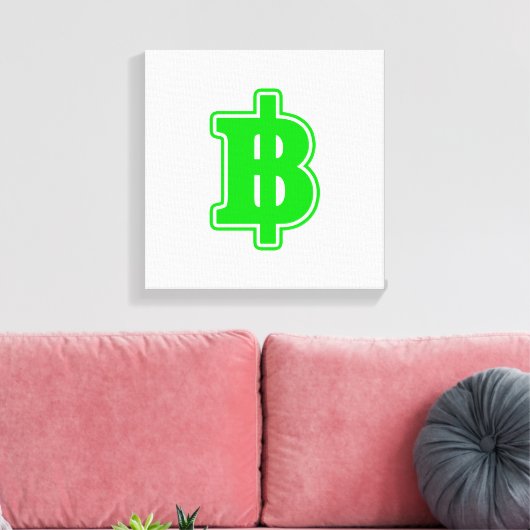 GREEN BAHT SIGN ฿ Thaise ฿ Canvas Afdruk (Insitu (Woonkamer))