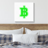 GREEN BAHT SIGN ฿ Thaise ฿ Canvas Afdruk (Insitu (Slaapkamer))