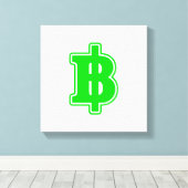 GREEN BAHT SIGN ฿ Thaise ฿ Canvas Afdruk (Insitu (Houten vloer))