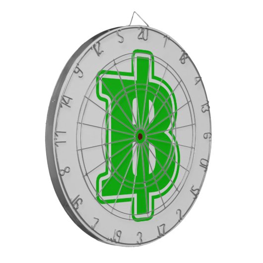 GREEN BAHT SIGN ฿ Thaise ฿ Dartbord (Voorkant Links)