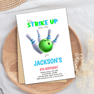 Green Ball Bowling Birthday-uitnodigingen Kaart