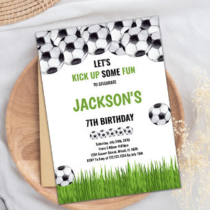 Green Ball Soccer Invitations Anniversaire