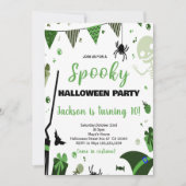 Green Ballon Halloween Invitations d'anniversaire (Devant)