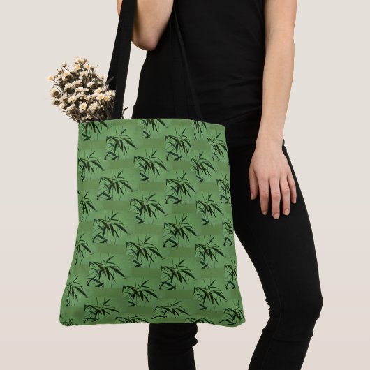 Green Bamboo Pattern Canvas tas (Dichtbij)