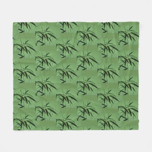 Green Bamboo Pattern Fleece Blanket (Voorkant (Horizontaal))