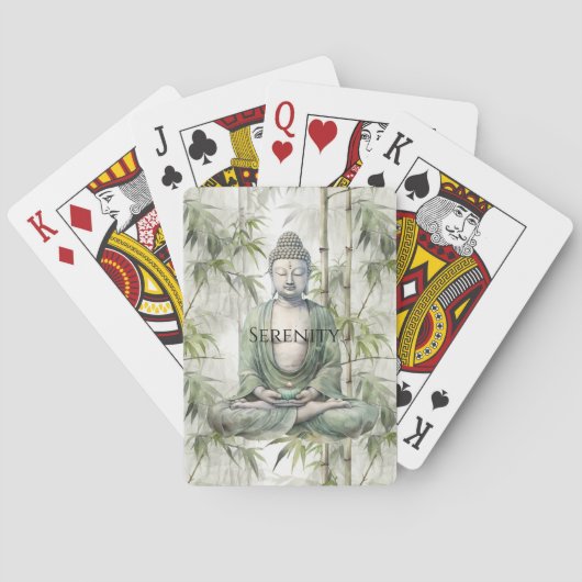 Green Bamboo Serenity Buddha Pokerkaarten (Achterkant)