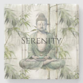 Green Bamboo Serenity Buddha Stenen Onderzetter (Voorkant)