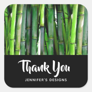 Green Bamboo Stalks Business Hartelijk dank Vierkante Sticker