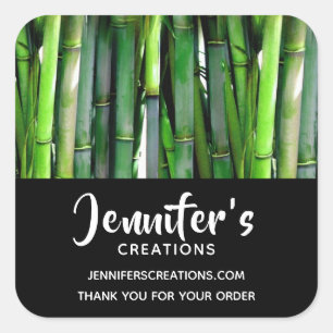 Green Bamboo Stalks Natuur Fotografie Business Vierkante Sticker