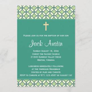 Green Baptism/Christening Invite Kaart