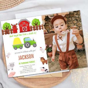 Green Barnyard invitations d'anniversaire avec pho
