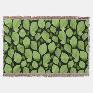 Green Basil Leaf Herb Pattern Deken