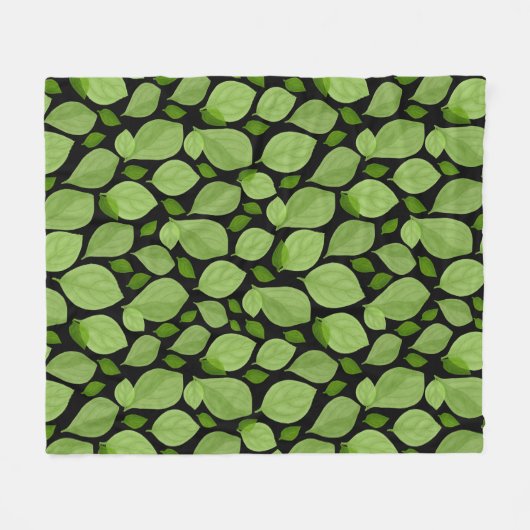 Green Basil Leaf Herb Pattern Fleece Deken (Voorkant (Horizontaal))