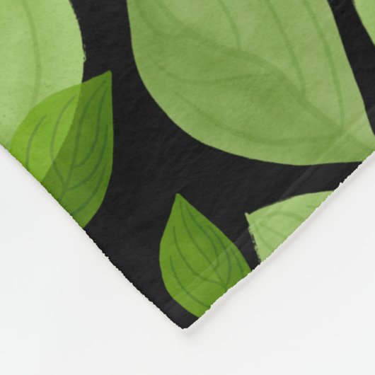 Green Basil Leaf Herb Pattern Fleece Deken (Hoek)