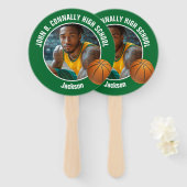 Green Basketball Player Photo High School Spirit Handwaaier (Voorkant en achterkant)