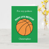 Green Basketball Sport 12e carte d'anniversaire (Fleur jaune)