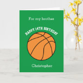 Green Basketball Sport 14e carte d'anniversaire (Fleur jaune)