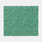 Green batik boho style floral paisley pattern fleece deken (Voorkant (Horizontaal))
