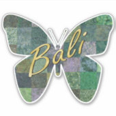 Green Batik Patchwork Butterfly Sticker (Voorkant)