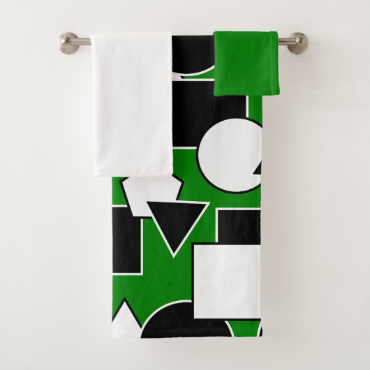 Green Bauhaus Collage Bath Towel Set Bad Handdoek (Insitu)